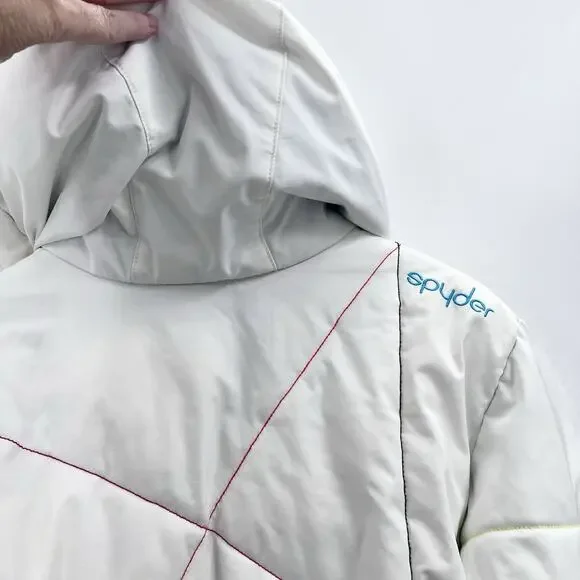 Spyder White & Multi-Colored Winter Snow Ski Jacket Girls Kids Size 18 - Picture 7 of 11